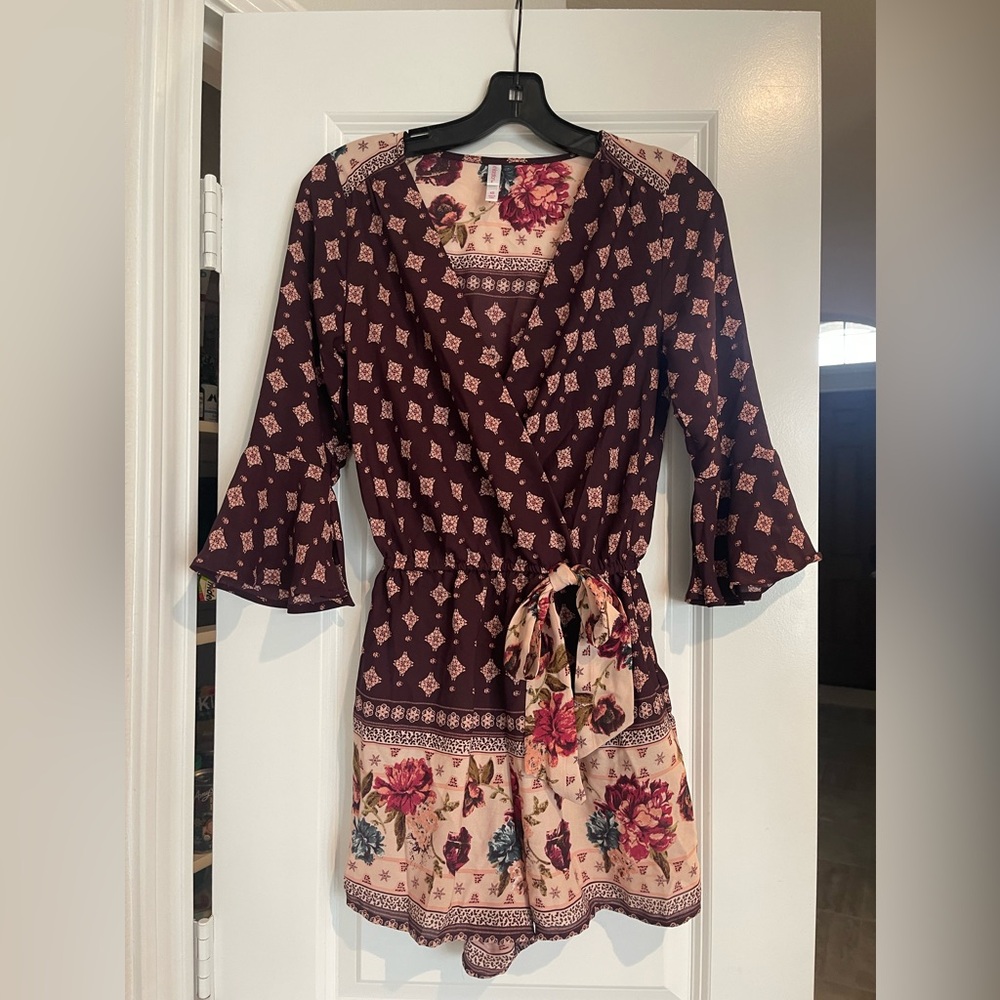 Xhilaration burgundy printed romper